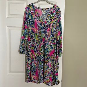 Lilly Pulitzer Size XL Rossmore Dress in Multi Palm Reader